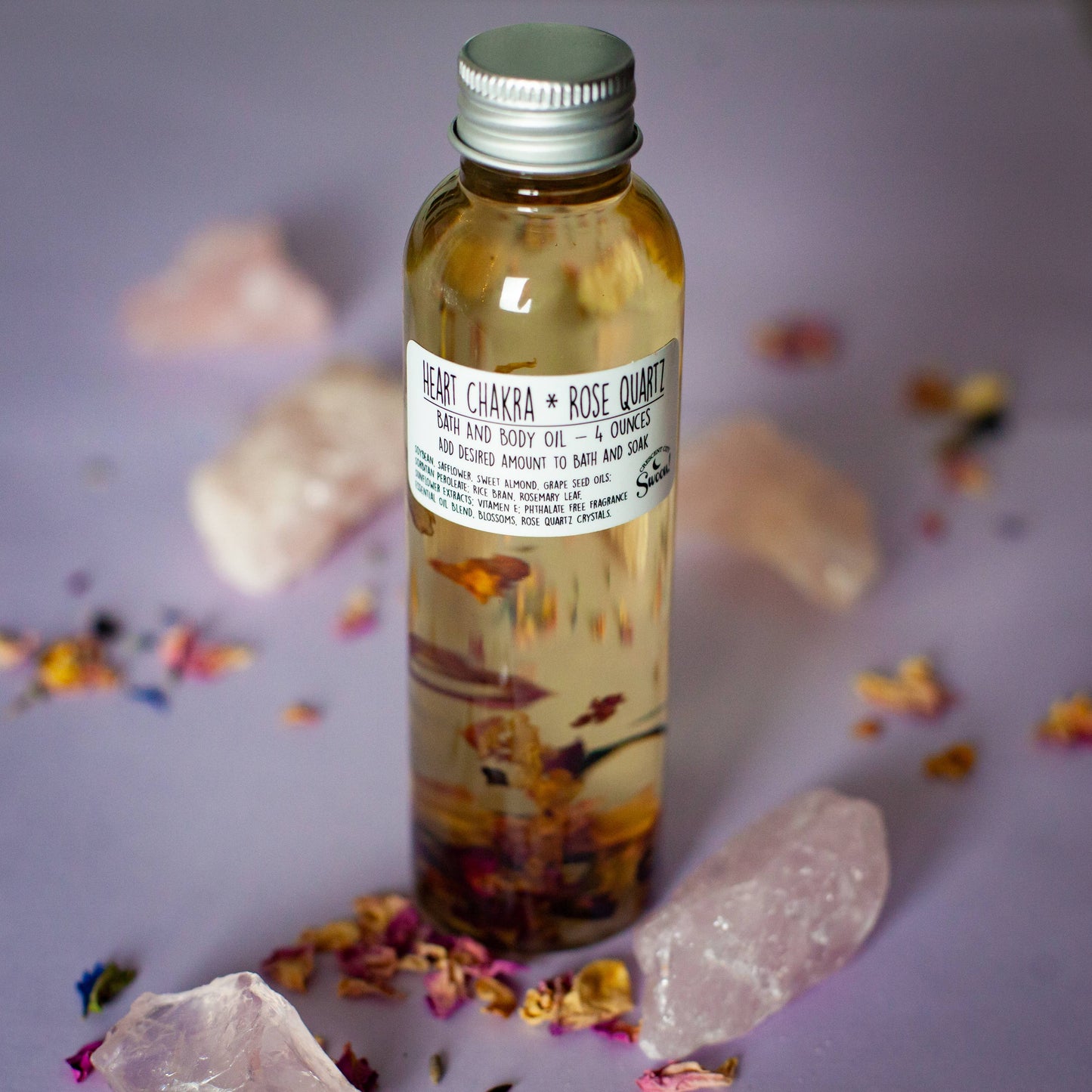 Rose Quartz Crystal Heart Chakra Bath and Body Oil